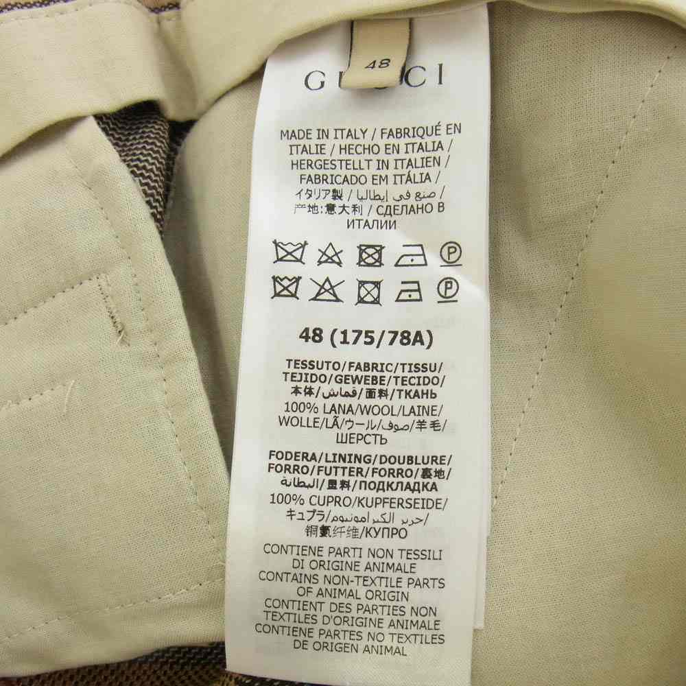 GUCCI グッチ 680704 ZAHLM Gチェック柄 ウール パンツ ブラウン系 48 ブラウン系 48【中古】