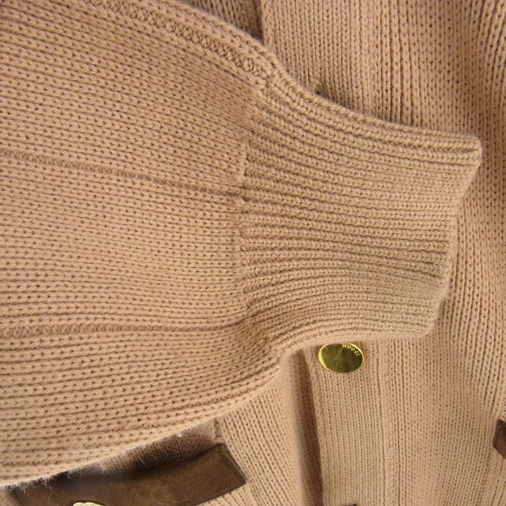 GUCCI グッチ 21AW 626349 XKBFJ ウェブ付き ウールブレンド ニット カーディガン ベージュ系 L ライトブラウン系 L【中古】