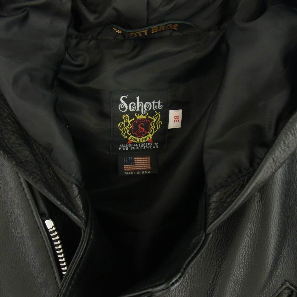 schott ショット 7823950106 503HDT HOODED ONESTAR フードワンスター レザー フルジップ パーカー ライダース ジャケット ブラック系 38【中古】