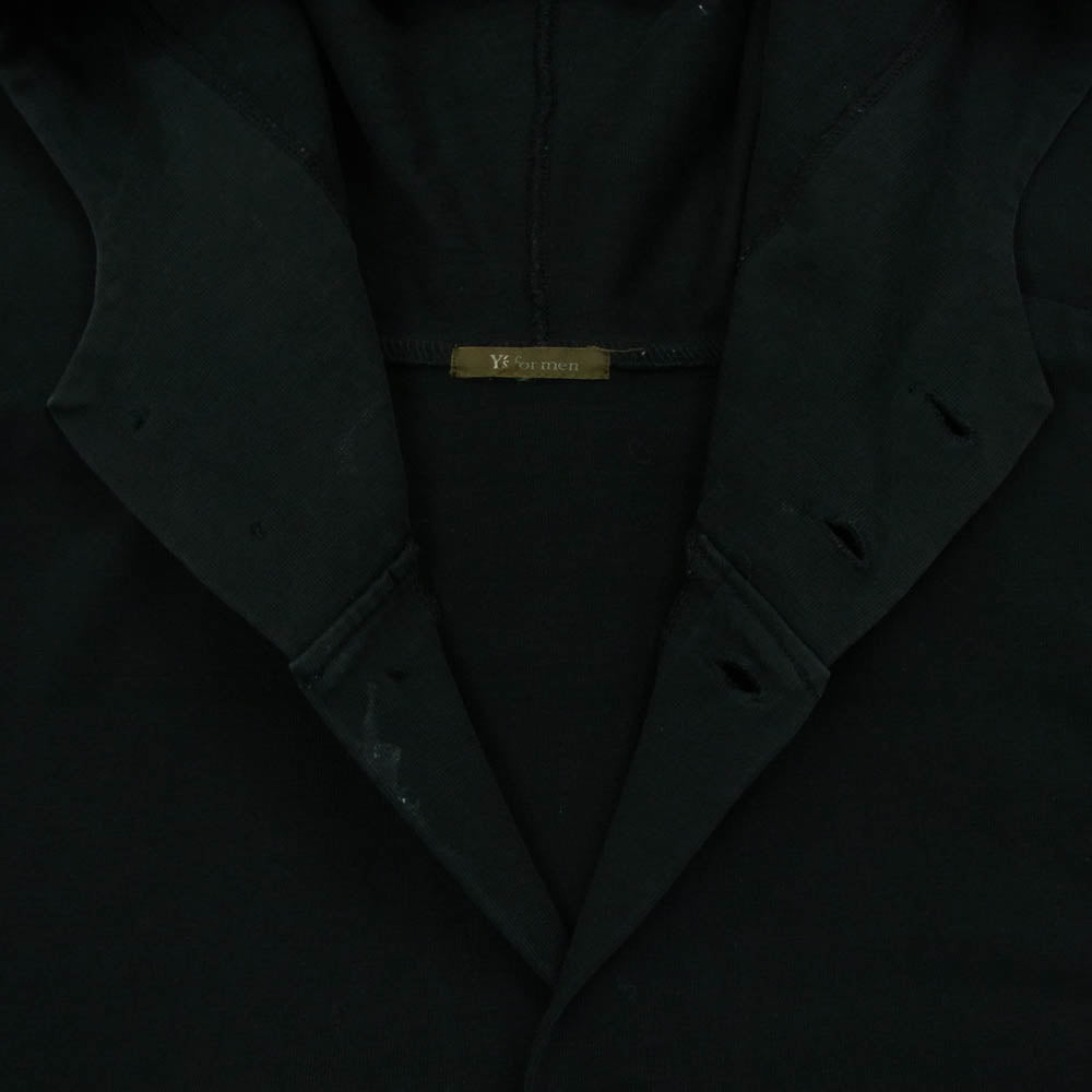 Y's Yohji Yamamoto ワイズ ヨウジヤマモト MQ-T09-024 アーム ロゴワッペン ボタンダウン フーデッド ジャケット パーカー ブラック系 サイズ表記なし【中古】