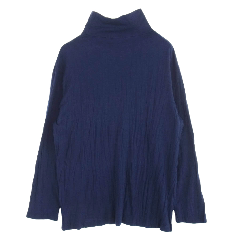 Yohji Yamamoto POUR HOMME ヨウジヤマモトプールオム HO-T09-171 WRINKLED TURTLE LONG SLEEVE タートルネック ウール ロングスリーブ カットソー 長袖 ネイビー系 3【中古】