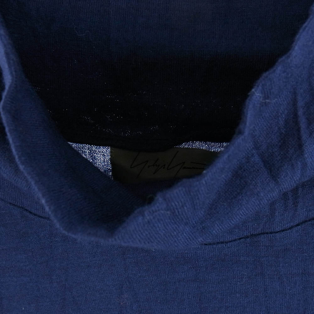 Yohji Yamamoto POUR HOMME ヨウジヤマモトプールオム HO-T09-171 WRINKLED TURTLE LONG SLEEVE タートルネック ウール ロングスリーブ カットソー 長袖 ネイビー系 3【中古】