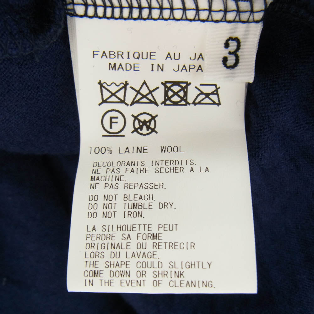 Yohji Yamamoto POUR HOMME ヨウジヤマモトプールオム HO-T09-171 WRINKLED TURTLE LONG SLEEVE タートルネック ウール ロングスリーブ カットソー 長袖 ネイビー系 3【中古】