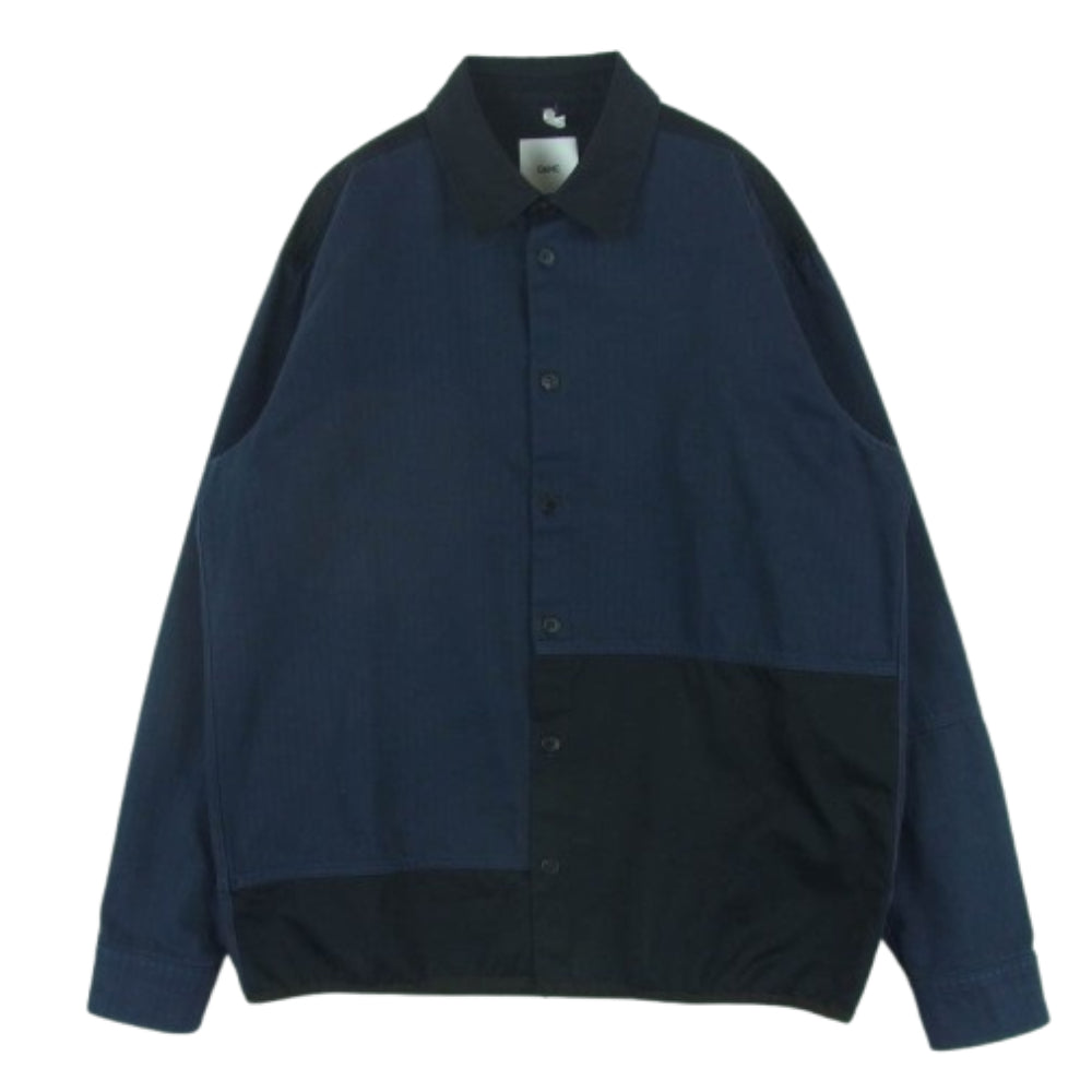 OAMC オーエーエムシー 20SS OAMQ600884 OQ241500A Cascade Panel Shirt カスケード パネル シャツ ジャケット 長袖 ダークネイビー系 ブラック系 S【中古】
