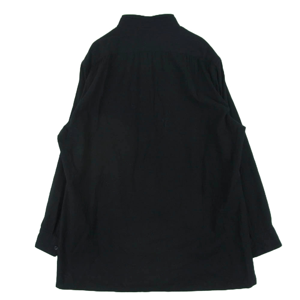 Yohji Yamamoto POUR HOMME ヨウジヤマモトプールオム 23AW HJ-B20-022 スプレッドカラー コード付き コットン シャツ 長袖 ブラック系 2【中古】