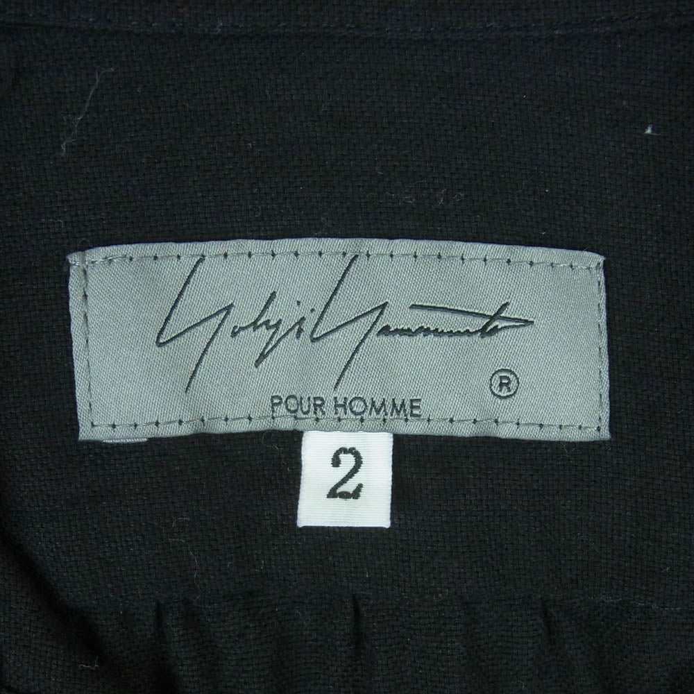 Yohji Yamamoto POUR HOMME ヨウジヤマモトプールオム 23AW HJ-B20-022 スプレッドカラー コード付き コットン シャツ 長袖 ブラック系 2【中古】