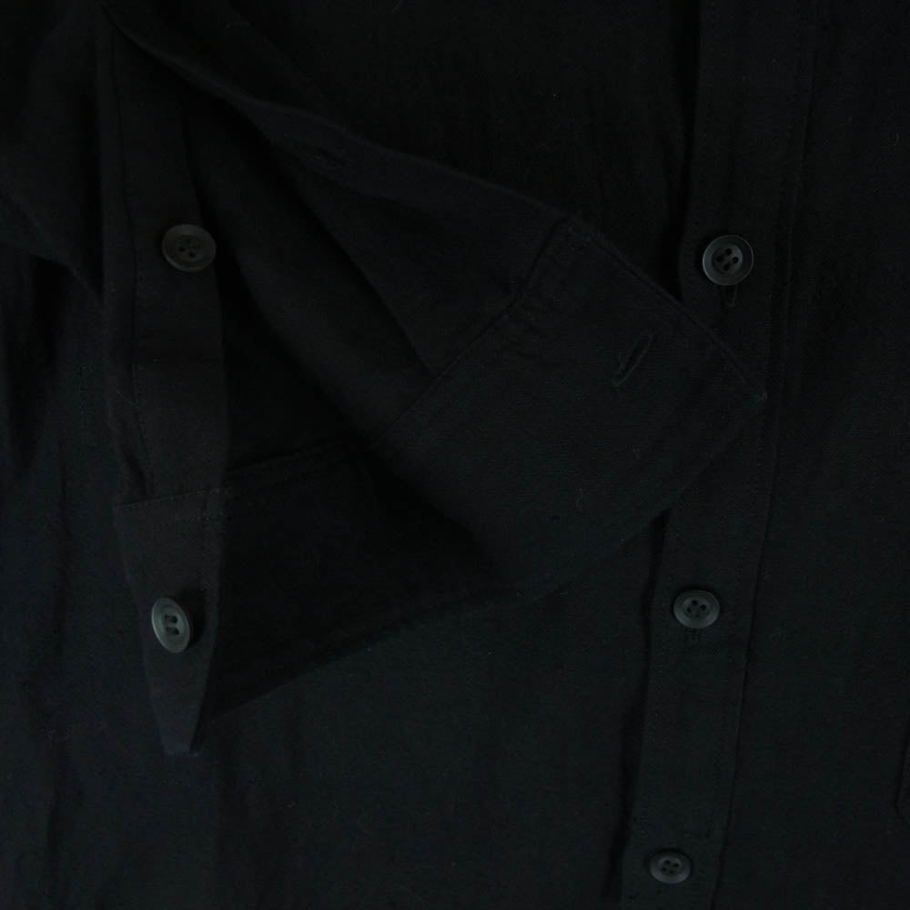 Yohji Yamamoto POUR HOMME ヨウジヤマモトプールオム 23AW HJ-B20-022 スプレッドカラー コード付き コットン シャツ 長袖 ブラック系 2【中古】