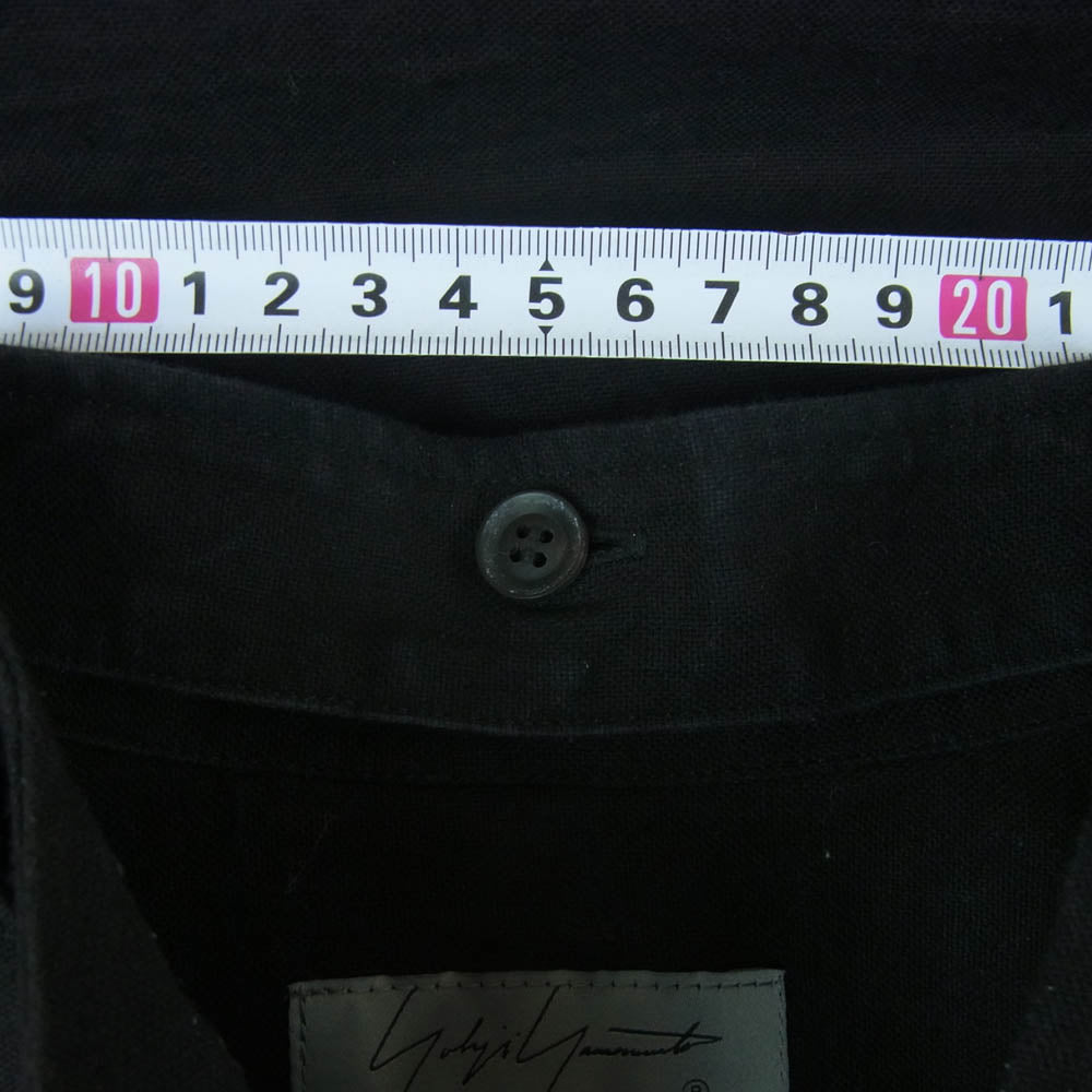 Yohji Yamamoto POUR HOMME ヨウジヤマモトプールオム 23AW HJ-B20-022 スプレッドカラー コード付き コットン シャツ 長袖 ブラック系 2【中古】