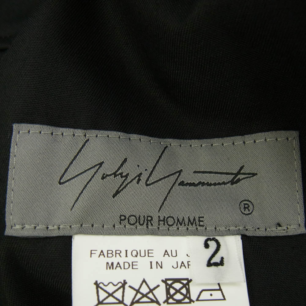 Yohji Yamamoto POUR HOMME ヨウジヤマモトプールオム 24SS HS-P25-308 LOOK26 LI/RY CANVAS DECO WIDE PANTS フリル ドッキング パンツ ブラック系 2【中古】