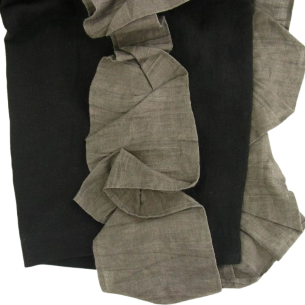 Yohji Yamamoto POUR HOMME ヨウジヤマモトプールオム 24SS HS-P25-308 LOOK26 LI/RY CANVAS DECO WIDE PANTS フリル ドッキング パンツ ブラック系 2【中古】