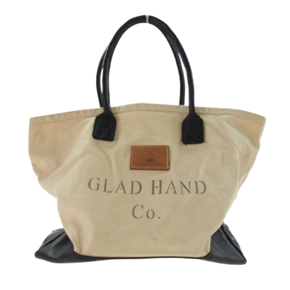 GLADHAND & Co. グラッドハンド × HERITAGE LEATHER ヘリテージレザー キャンバス レザー トートバッグ オフホワイト系【中古】