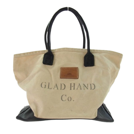 GLADHAND & Co. グラッドハンド × HERITAGE LEATHER ヘリテージレザー キャンバス レザー トートバッグ オフホワイト系【中古】