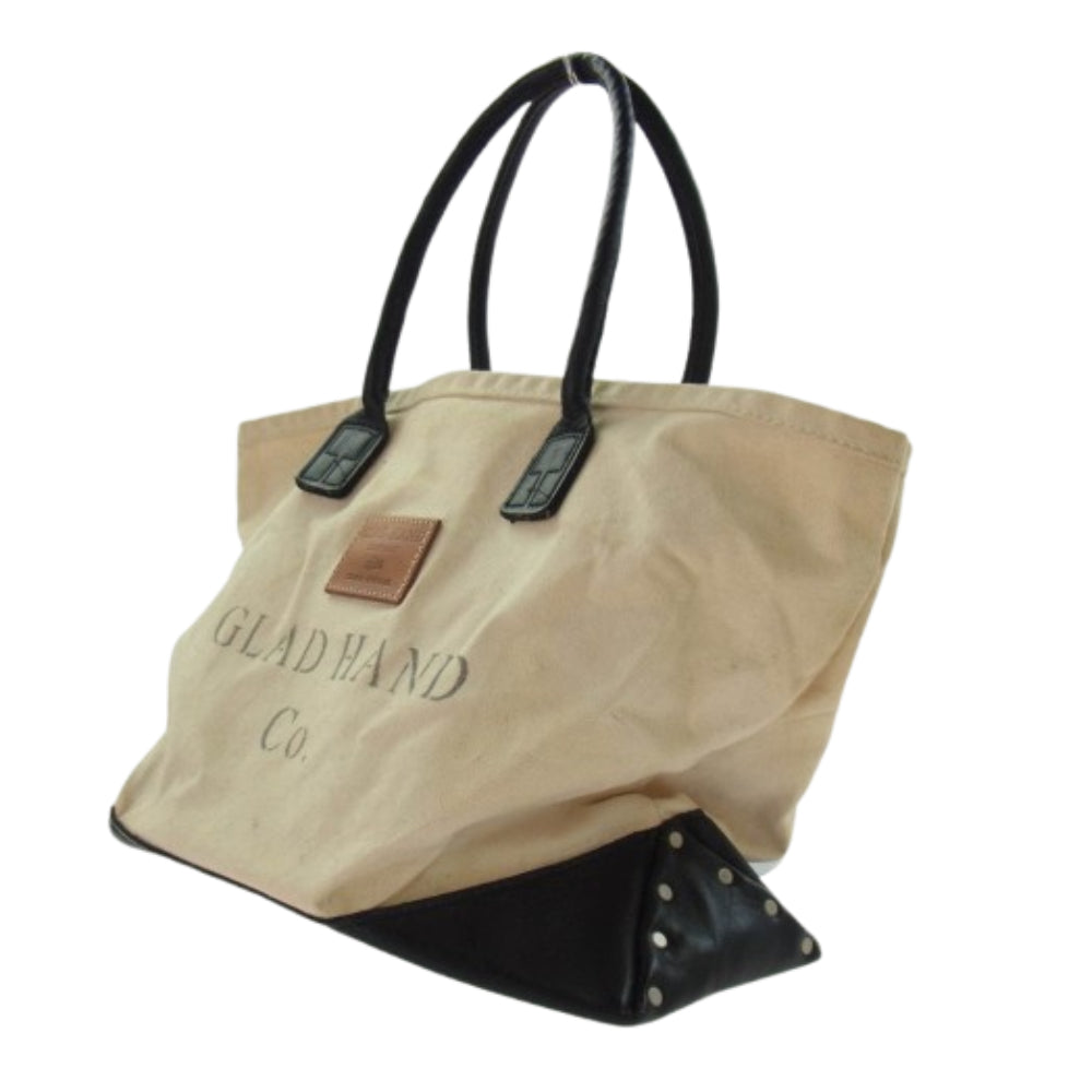 GLADHAND & Co. グラッドハンド × HERITAGE LEATHER ヘリテージレザー キャンバス レザー トートバッグ オフホワイト系【中古】