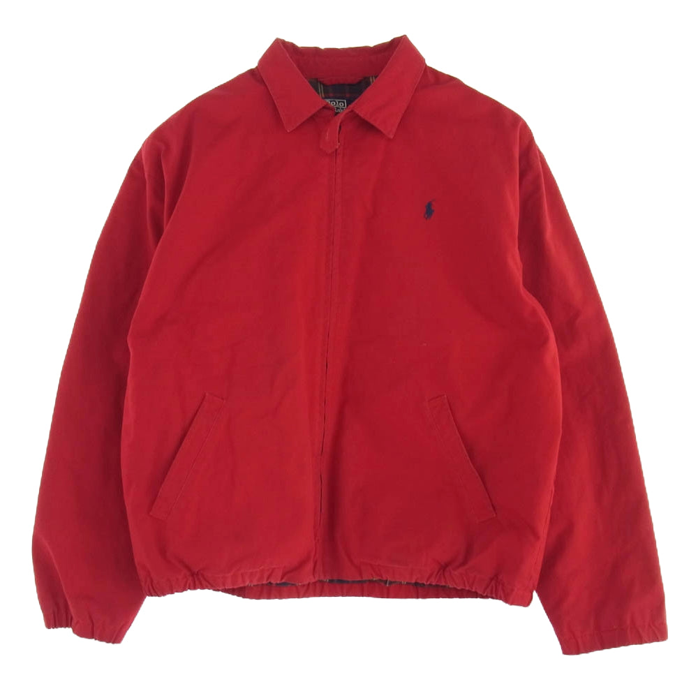 POLO RALPH LAUREN ポロ・ラルフローレン ポニー刺繍 スイングトップ ジップアップ 裏地チェック ジャケット レッド系 L【中古】