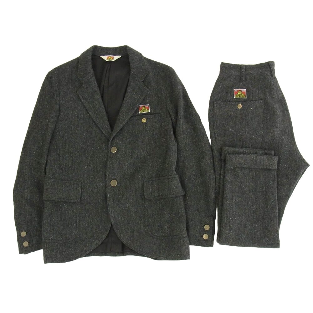 BEN DAVIS ベンデイビス ウール ツイード スーツ セットアップ チャコール系 M M/30【中古】