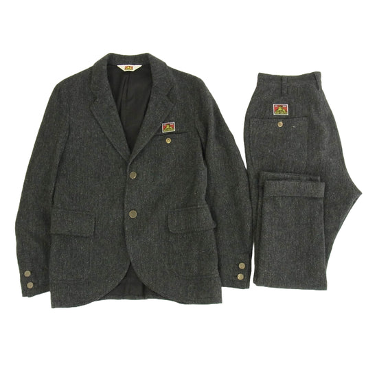 BEN DAVIS ベンデイビス ウール ツイード スーツ セットアップ チャコール系 M M/30【中古】