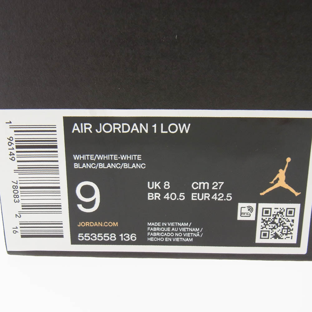 NIKE ナイキ 553558-136 Air Jordan 1 Low Triple White エアジョーダンワン トリプルホワイト ローカット スニーカー ホワイト系 27cm【中古】