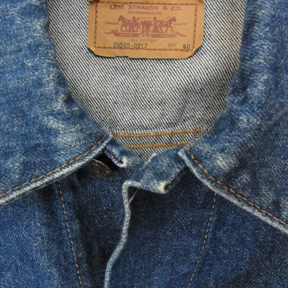 Levi's リーバイス 70505 0217 90s ボタン裏H07 バック刺繍カスタム デニム ジャケット インディゴブルー系 40【中古】