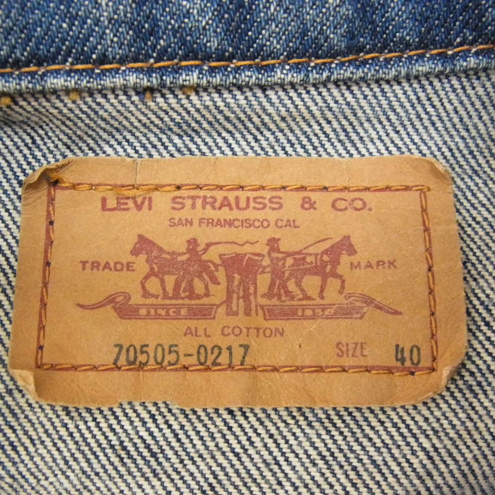Levi's リーバイス 70505 0217 90s ボタン裏H07 バック刺繍カスタム デニム ジャケット インディゴブルー系 40【中古】