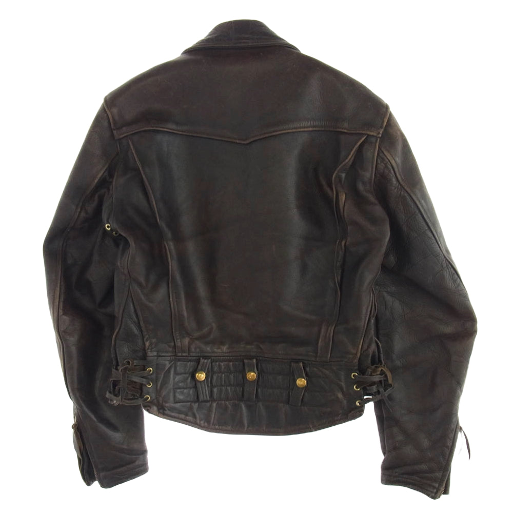 LANGLITZ LEATHERS ラングリッツレザーズ 50s 60s コロンビア  ホースハイド ダブルライダース レザージャケット 初期型 2ndタイプ CROWN スプリング ジッパー 黒茶系 黒茶系【中古】