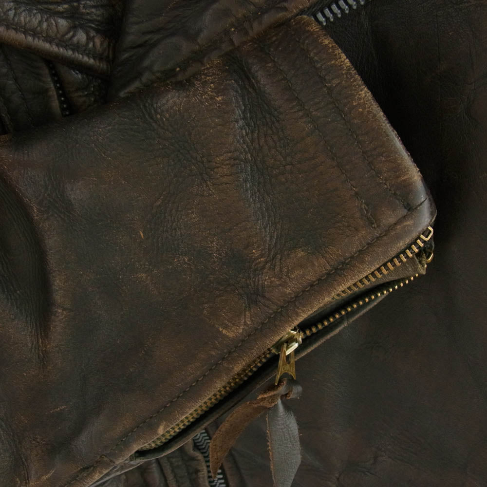 LANGLITZ LEATHERS ラングリッツレザーズ 50s 60s コロンビア  ホースハイド ダブルライダース レザージャケット 初期型 2ndタイプ CROWN スプリング ジッパー 黒茶系 黒茶系【中古】