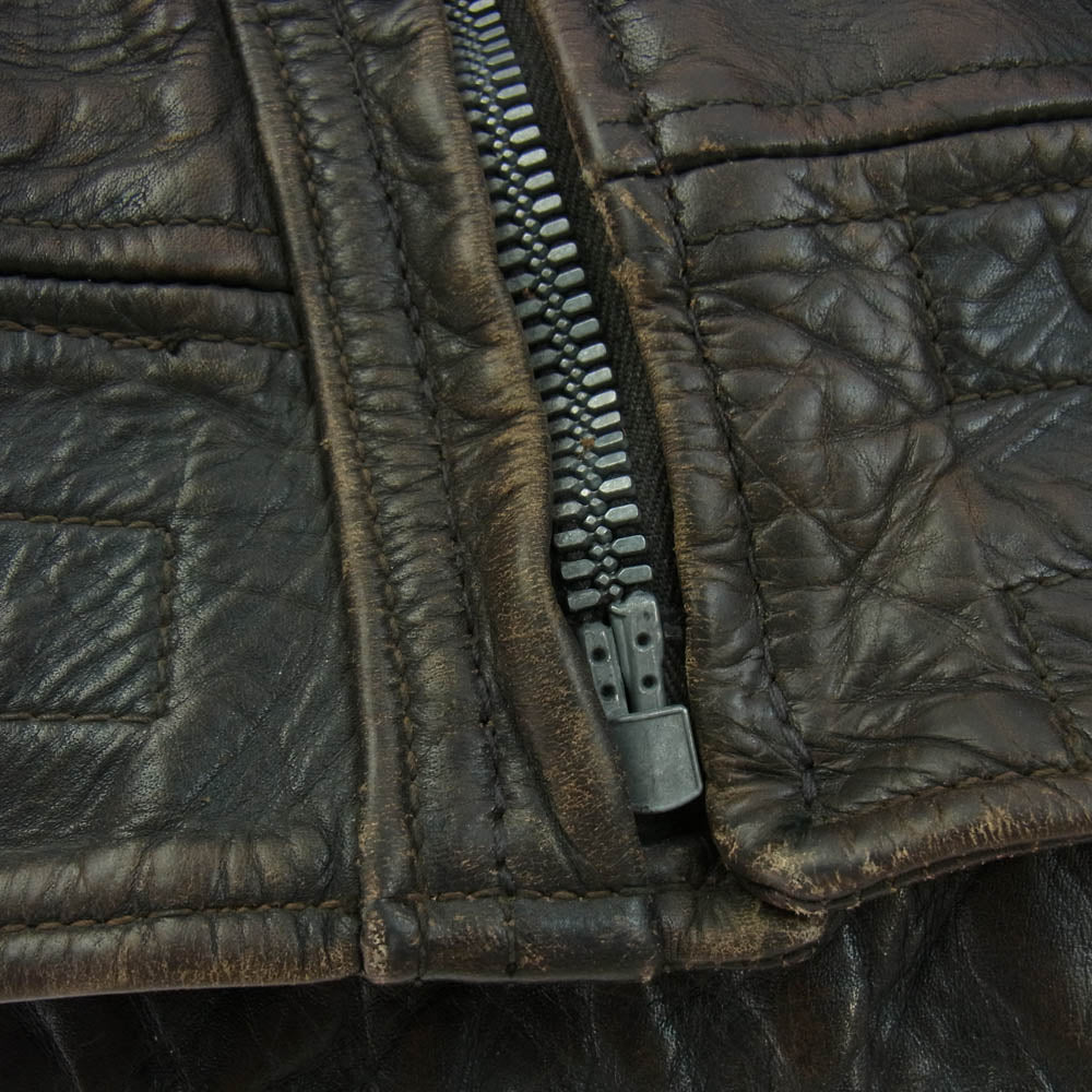 LANGLITZ LEATHERS ラングリッツレザーズ 50s 60s コロンビア  ホースハイド ダブルライダース レザージャケット 初期型 2ndタイプ CROWN スプリング ジッパー 黒茶系 黒茶系【中古】