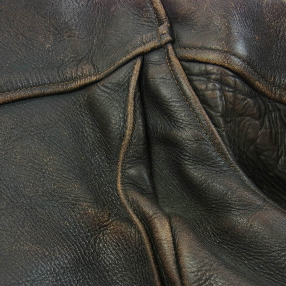 LANGLITZ LEATHERS ラングリッツレザーズ 50s 60s コロンビア  ホースハイド ダブルライダース レザージャケット 初期型 2ndタイプ CROWN スプリング ジッパー 黒茶系 黒茶系【中古】
