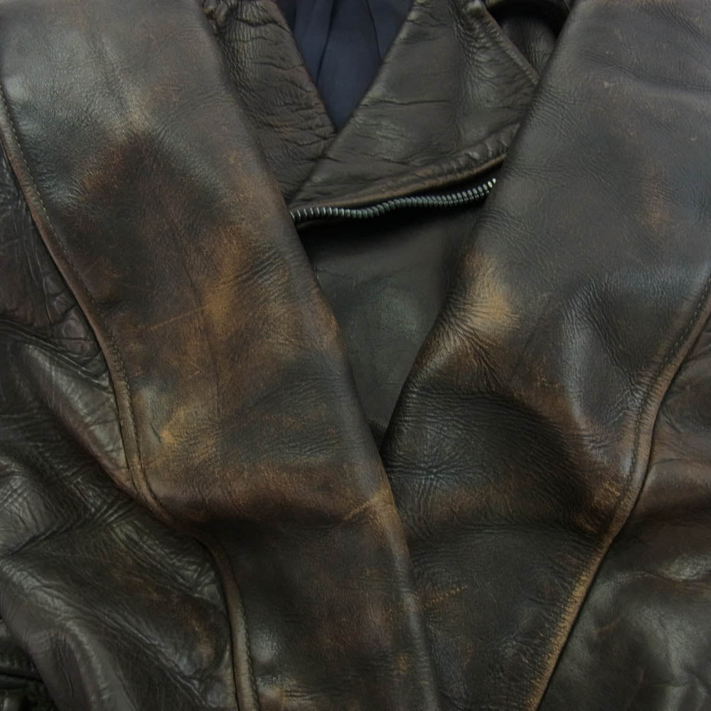 LANGLITZ LEATHERS ラングリッツレザーズ 50s 60s コロンビア  ホースハイド ダブルライダース レザージャケット 初期型 2ndタイプ CROWN スプリング ジッパー 黒茶系 黒茶系【中古】