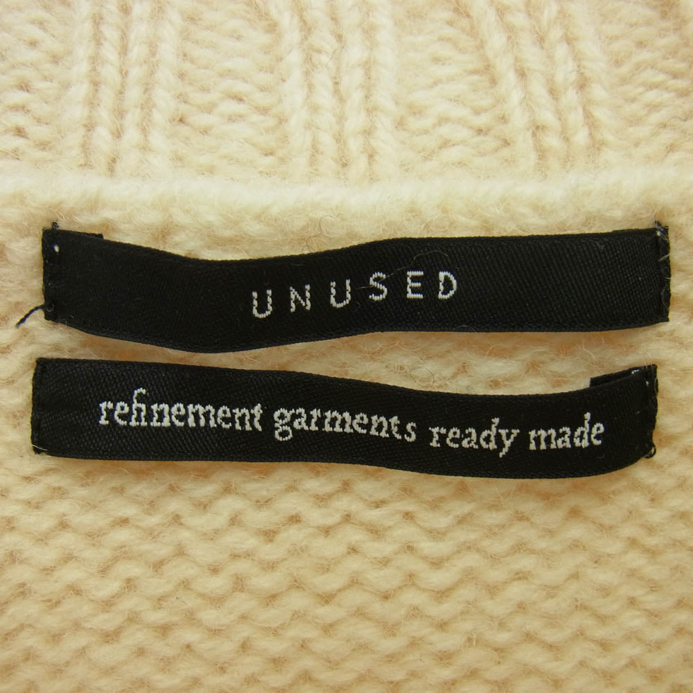 UNUSED アンユーズド US1925 3g crew neck damage knit クルーネック ダメージ加工 ニット ベージュ系 3【中古】