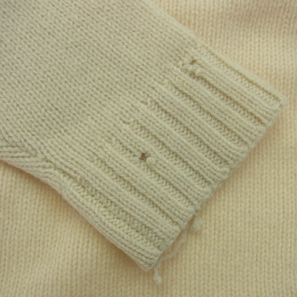 UNUSED アンユーズド US1925 3g crew neck damage knit クルーネック ダメージ加工 ニット ベージュ系 3【中古】