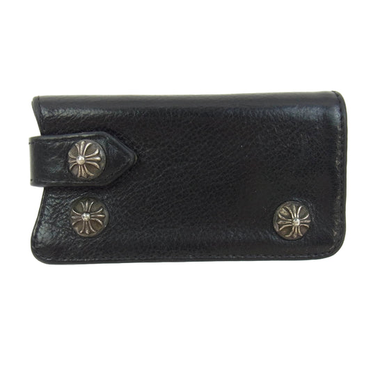 CHROME HEARTS クロムハーツ（原本無） KEY CASE クロスボール ボタン レザー キーケース ブラック系【中古】