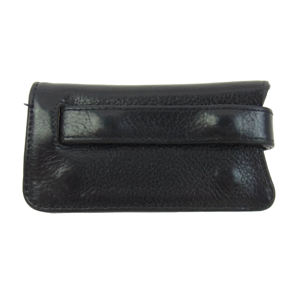 CHROME HEARTS クロムハーツ（原本無） KEY CASE クロスボール ボタン レザー キーケース ブラック系【中古】