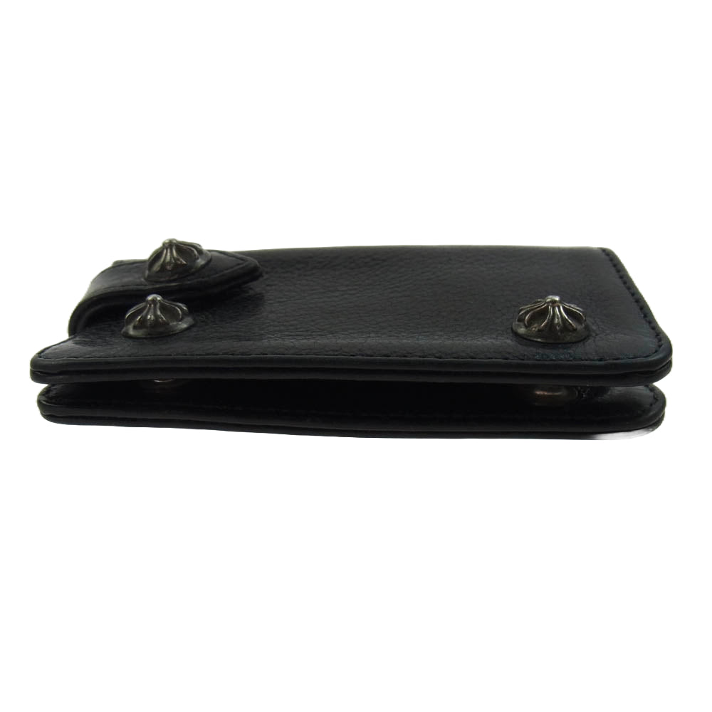 CHROME HEARTS クロムハーツ（原本無） KEY CASE クロスボール ボタン レザー キーケース ブラック系【中古】