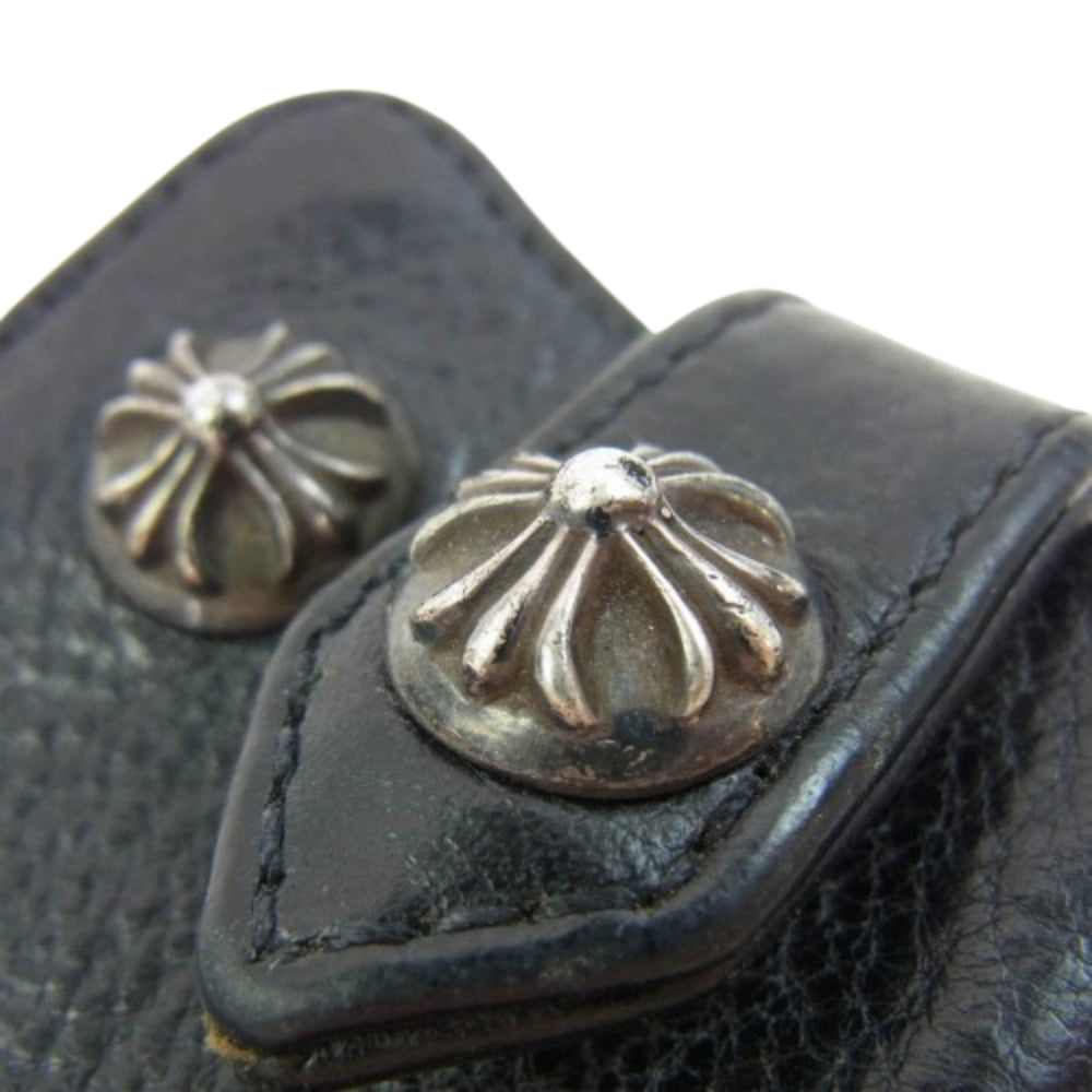 CHROME HEARTS クロムハーツ（原本無） KEY CASE クロスボール ボタン レザー キーケース ブラック系【中古】