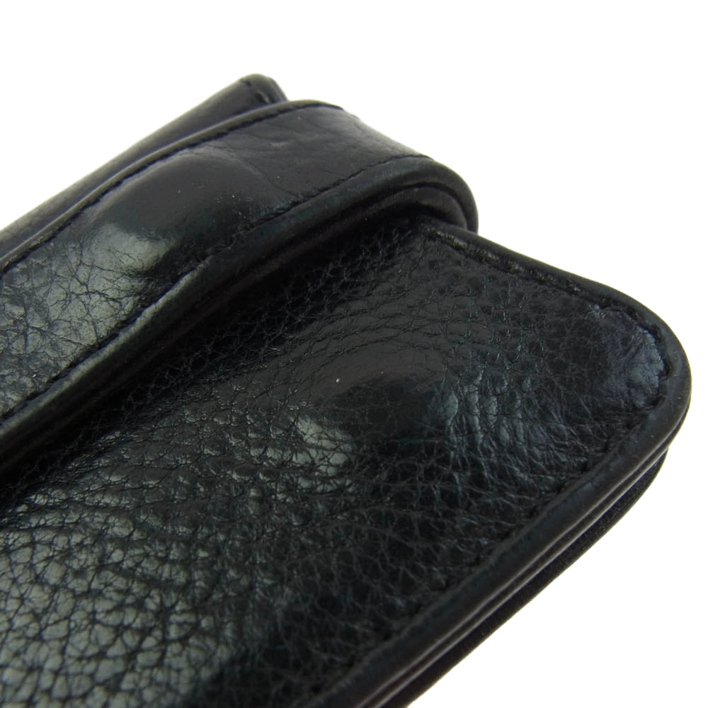 CHROME HEARTS クロムハーツ（原本無） KEY CASE クロスボール ボタン レザー キーケース ブラック系【中古】