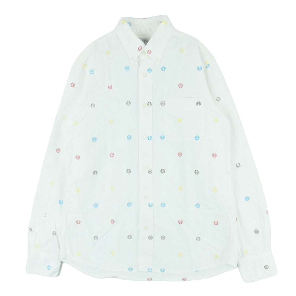 A BATHING APE アベイシングエイプ 002SH0801030X BABY MILO ベイビーマイロ ドット プリント BD 長袖 シャツ ホワイト系 M【中古】