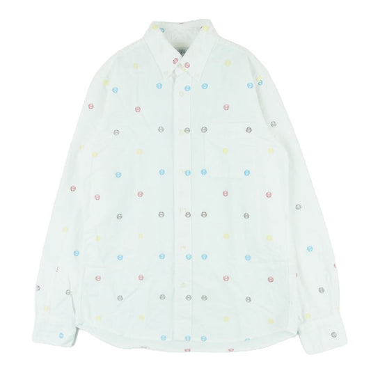 A BATHING APE アベイシングエイプ 002SH0801030X BABY MILO ベイビーマイロ ドット プリント BD 長袖 シャツ ホワイト系 M【中古】