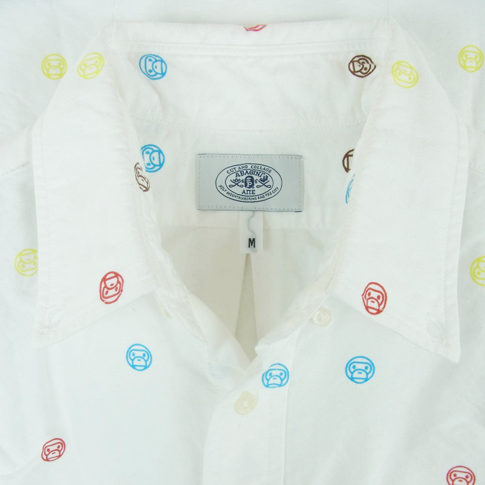 A BATHING APE アベイシングエイプ 002SH0801030X BABY MILO ベイビーマイロ ドット プリント BD 長袖 シャツ ホワイト系 M【中古】