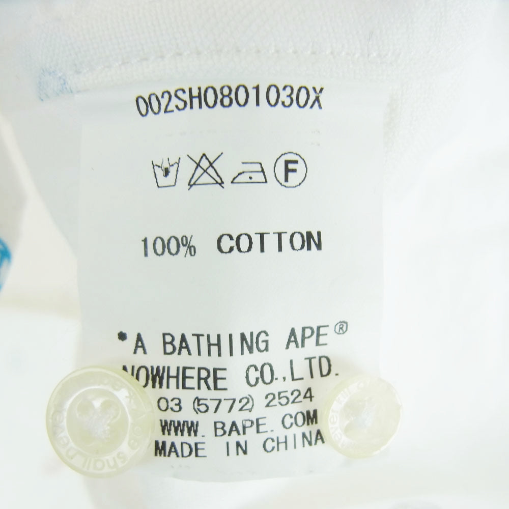 A BATHING APE アベイシングエイプ 002SH0801030X BABY MILO ベイビーマイロ ドット プリント BD 長袖 シャツ ホワイト系 M【中古】