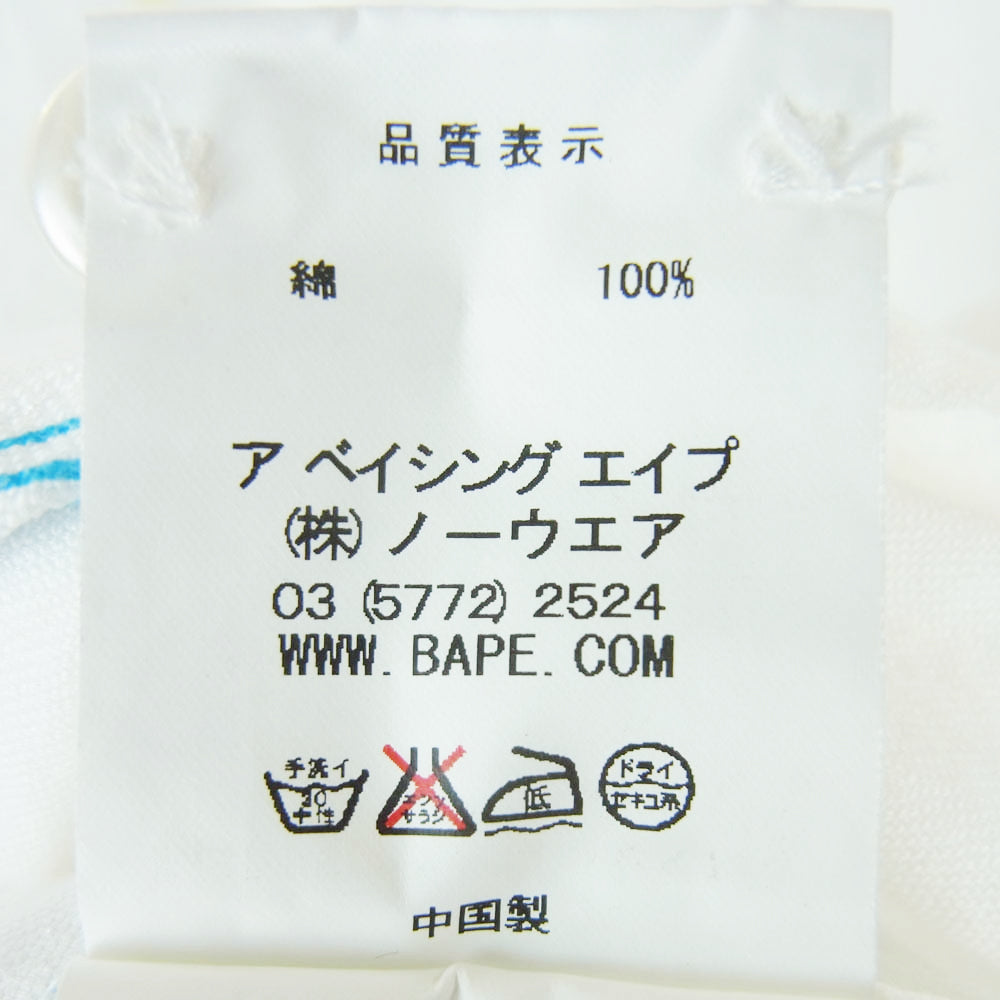 A BATHING APE アベイシングエイプ 002SH0801030X BABY MILO ベイビーマイロ ドット プリント BD 長袖 シャツ ホワイト系 M【中古】