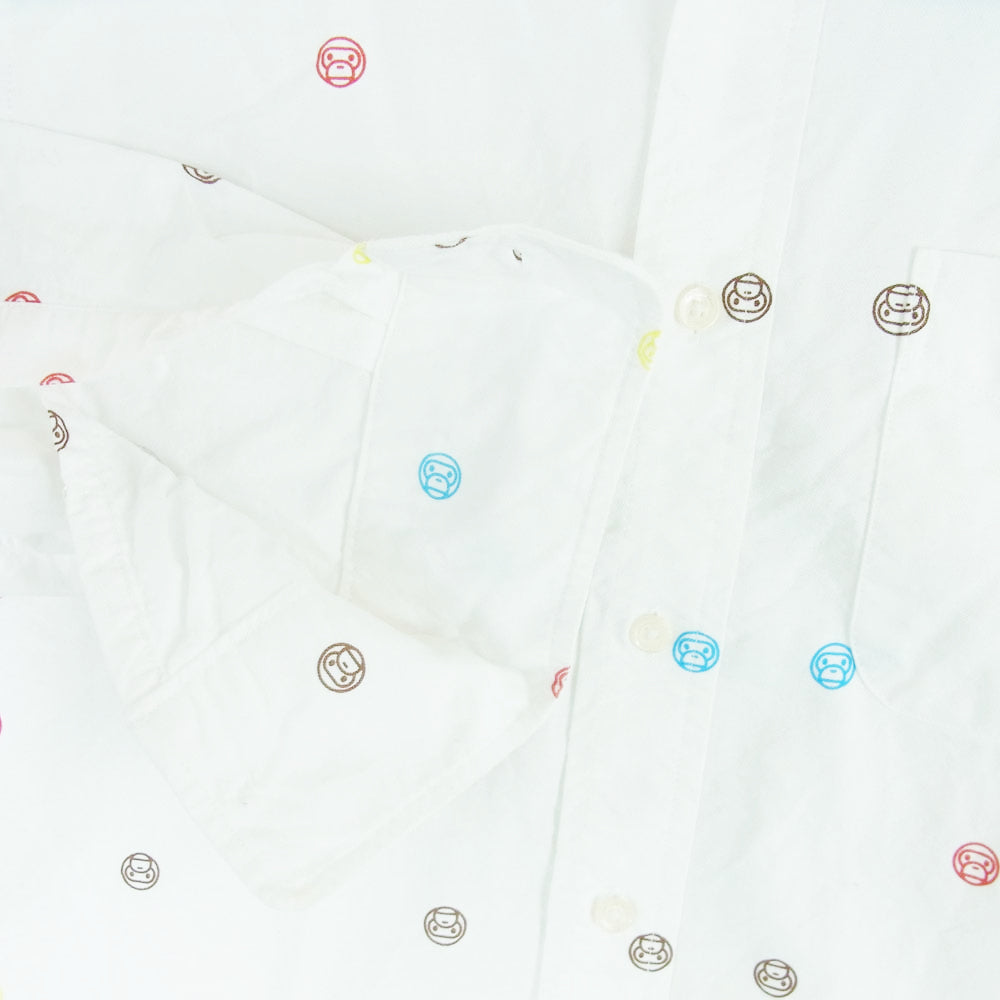 A BATHING APE アベイシングエイプ 002SH0801030X BABY MILO ベイビーマイロ ドット プリント BD 長袖 シャツ ホワイト系 M【中古】
