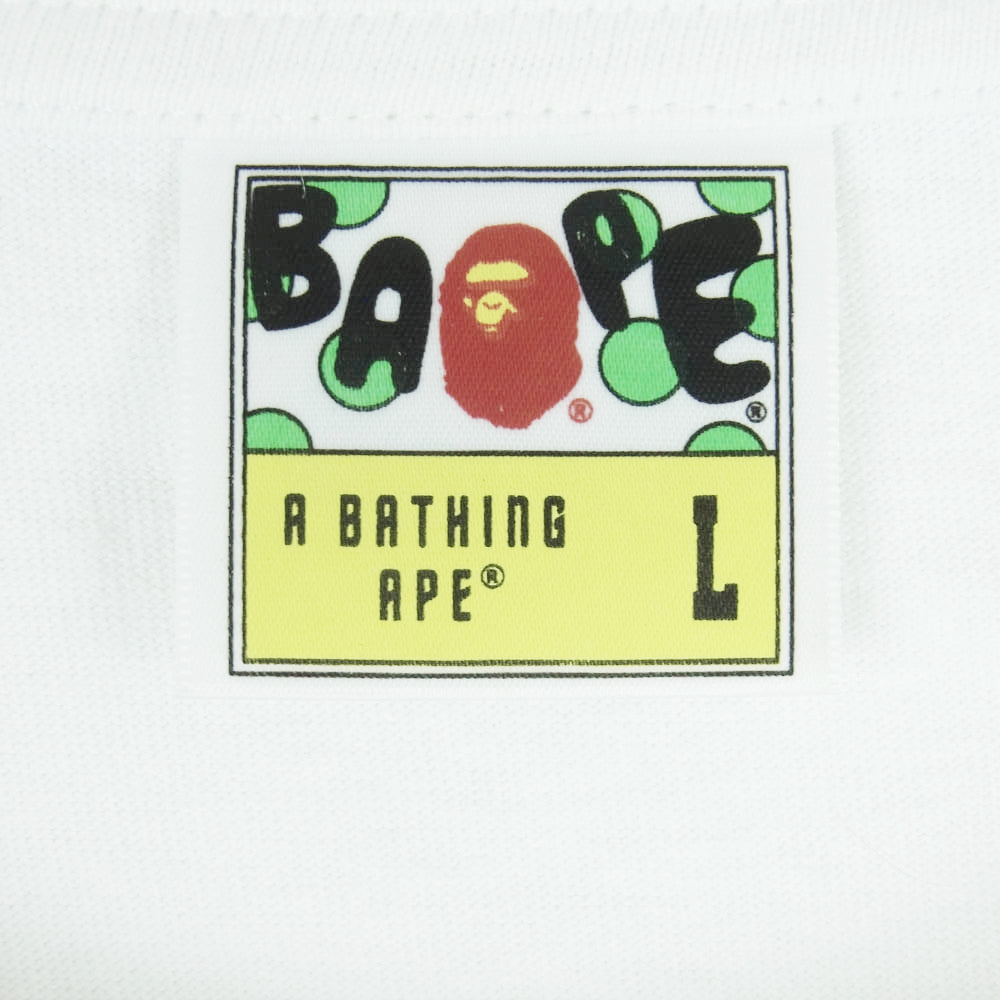 A BATHING APE アベイシングエイプ APC グレーカモ  カレッジ プリント 半袖 Tシャツ コットン 中国製 ホワイト系 L【中古】