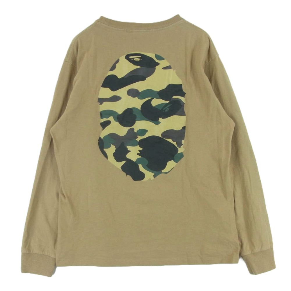 A BATHING APE アベイシングエイプ 001LTK801018M 1st Camo Big Ape Head ファースト ベージュカモ 大猿 ビッグフェイス 長袖 Tシャツ ライトブラウン系 M【中古】