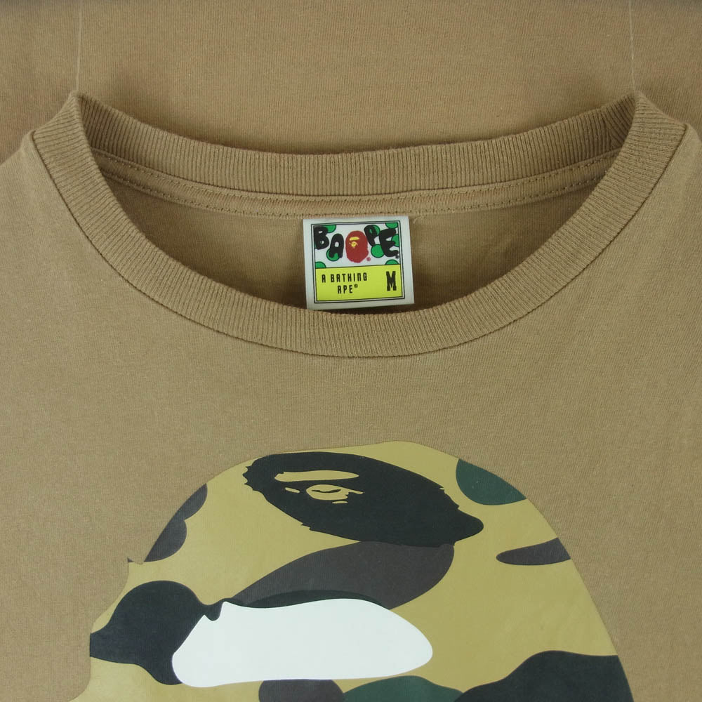 A BATHING APE アベイシングエイプ 001LTK801018M 1st Camo Big Ape Head ファースト ベージュカモ 大猿 ビッグフェイス 長袖 Tシャツ ライトブラウン系 M【中古】