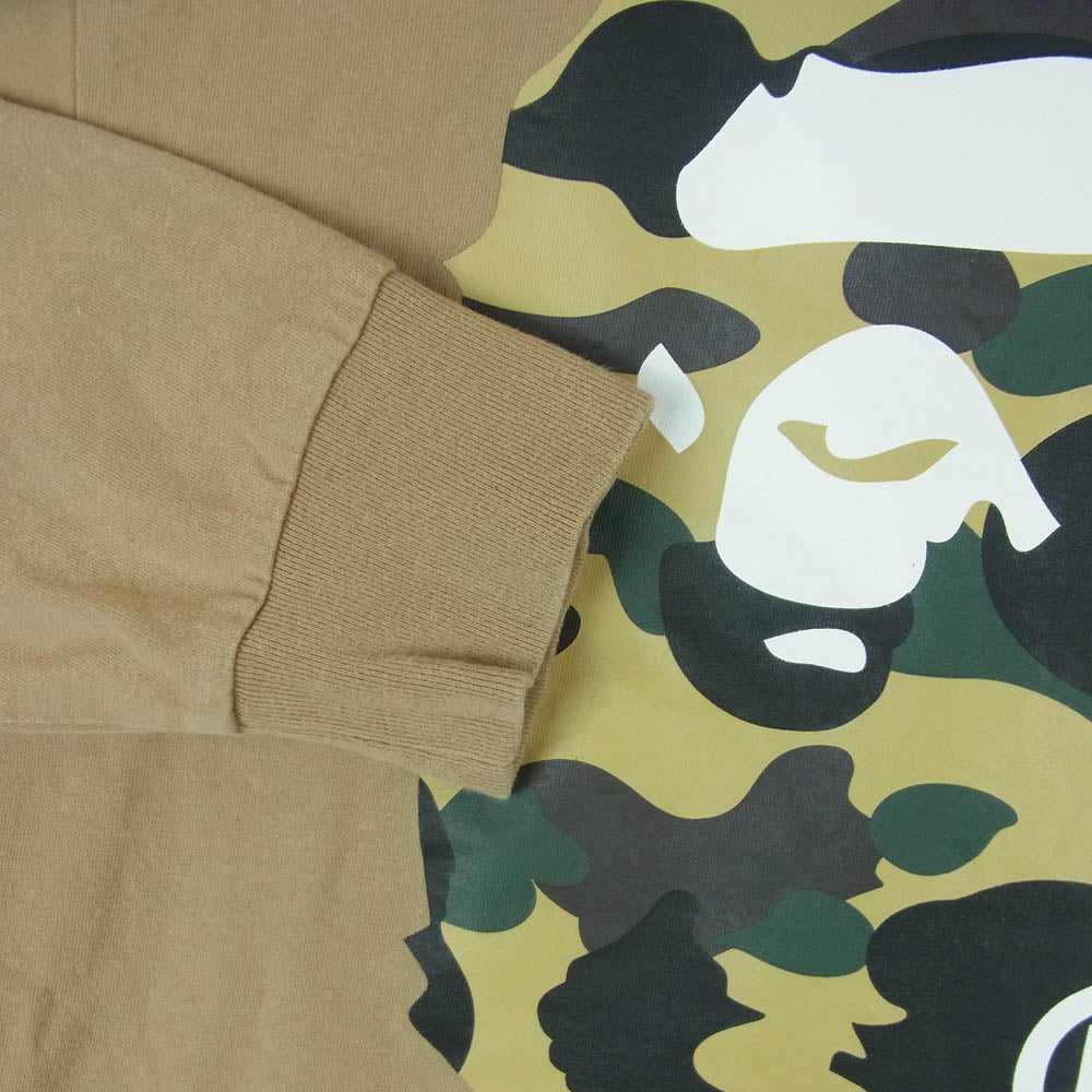 A BATHING APE アベイシングエイプ 001LTK801018M 1st Camo Big Ape Head ファースト ベージュカモ 大猿 ビッグフェイス 長袖 Tシャツ ライトブラウン系 M【中古】