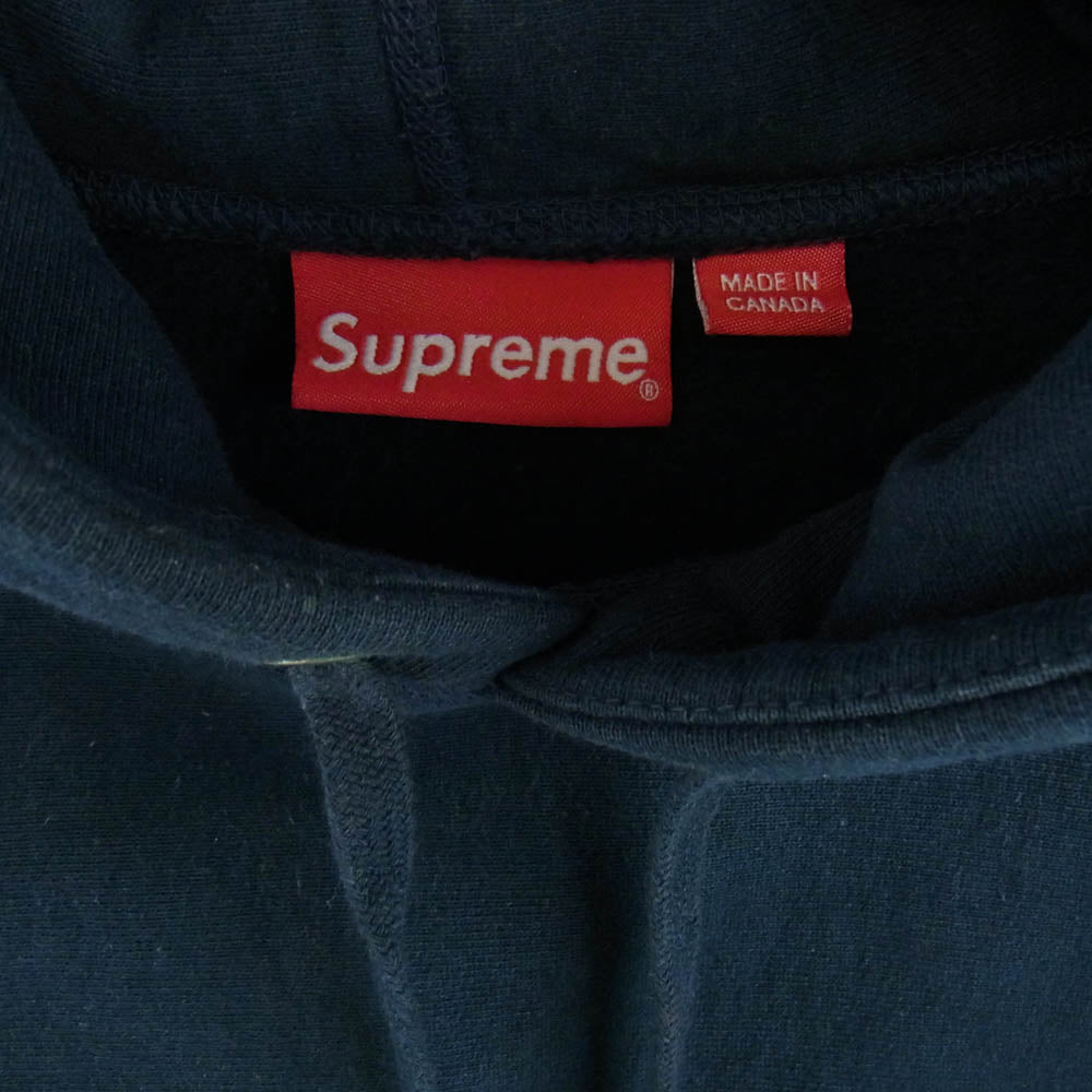 Supreme シュプリーム 18FW Classic Script Hooded Sweatshirt クラシック スクリプト ロゴ刺繍 フーデッド スウェット パーカー ネイビー系 L【中古】