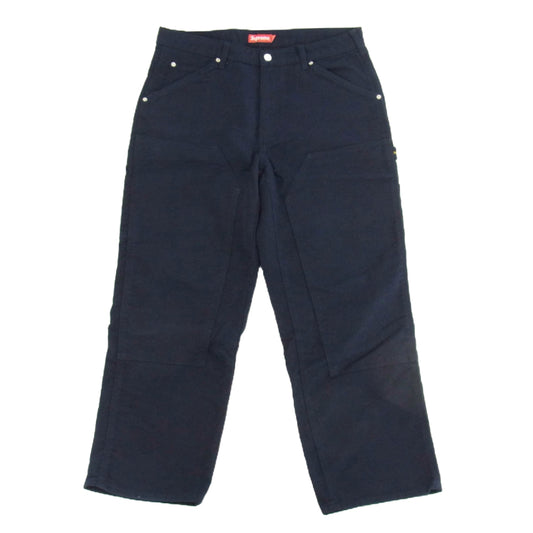 Supreme シュプリーム ×Kindermann GmbH Moleskin Double Knee Painter モールスキン ダブルニー ペインターパンツ ネイビー系 34【中古】