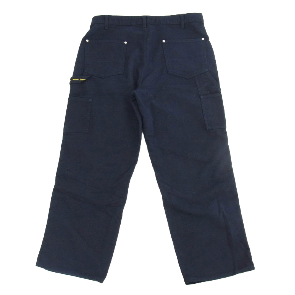 Supreme シュプリーム ×Kindermann GmbH Moleskin Double Knee Painter モールスキン ダブルニー ペインターパンツ ネイビー系 34【中古】