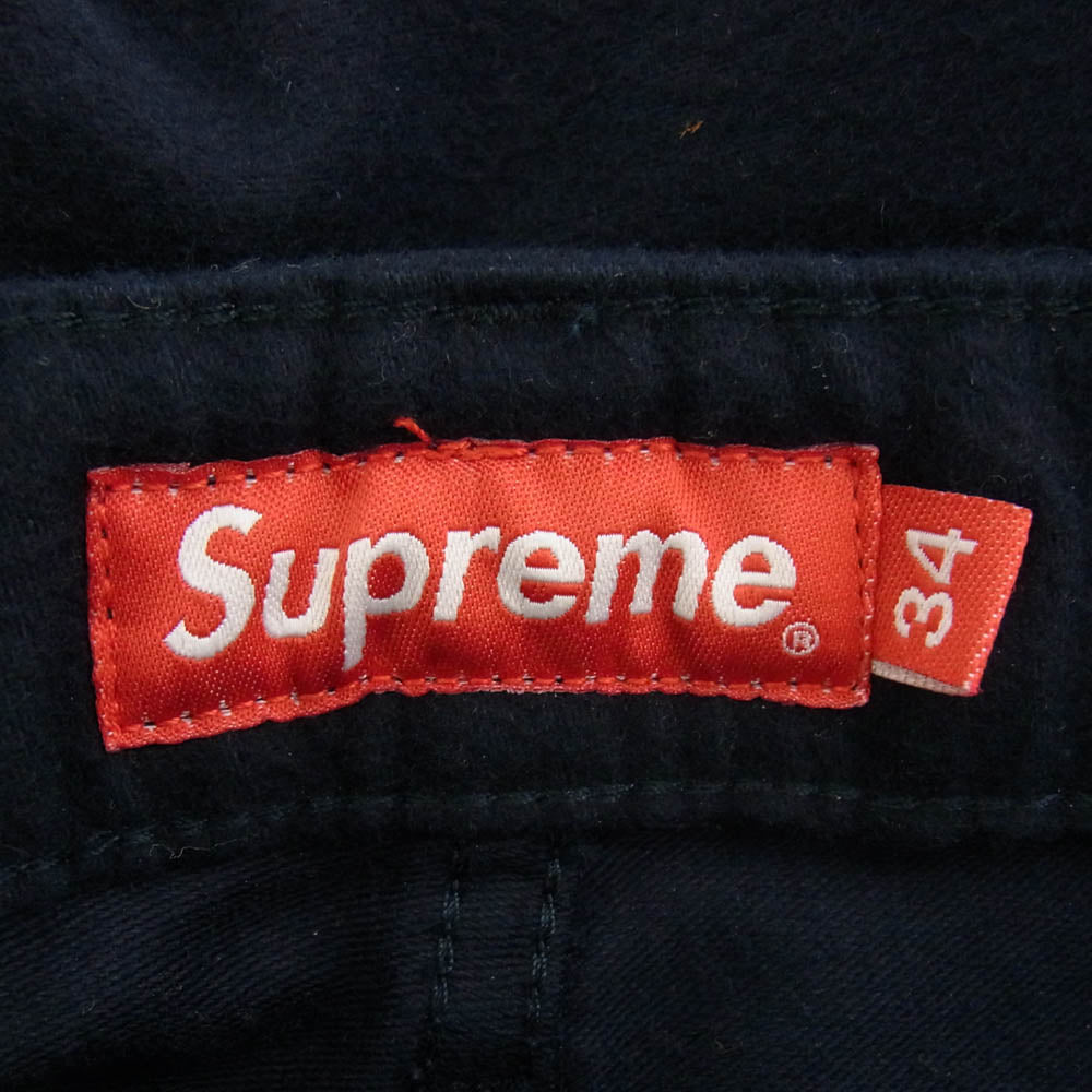 Supreme シュプリーム ×Kindermann GmbH Moleskin Double Knee Painter モールスキン ダブルニー ペインターパンツ ネイビー系 34【中古】