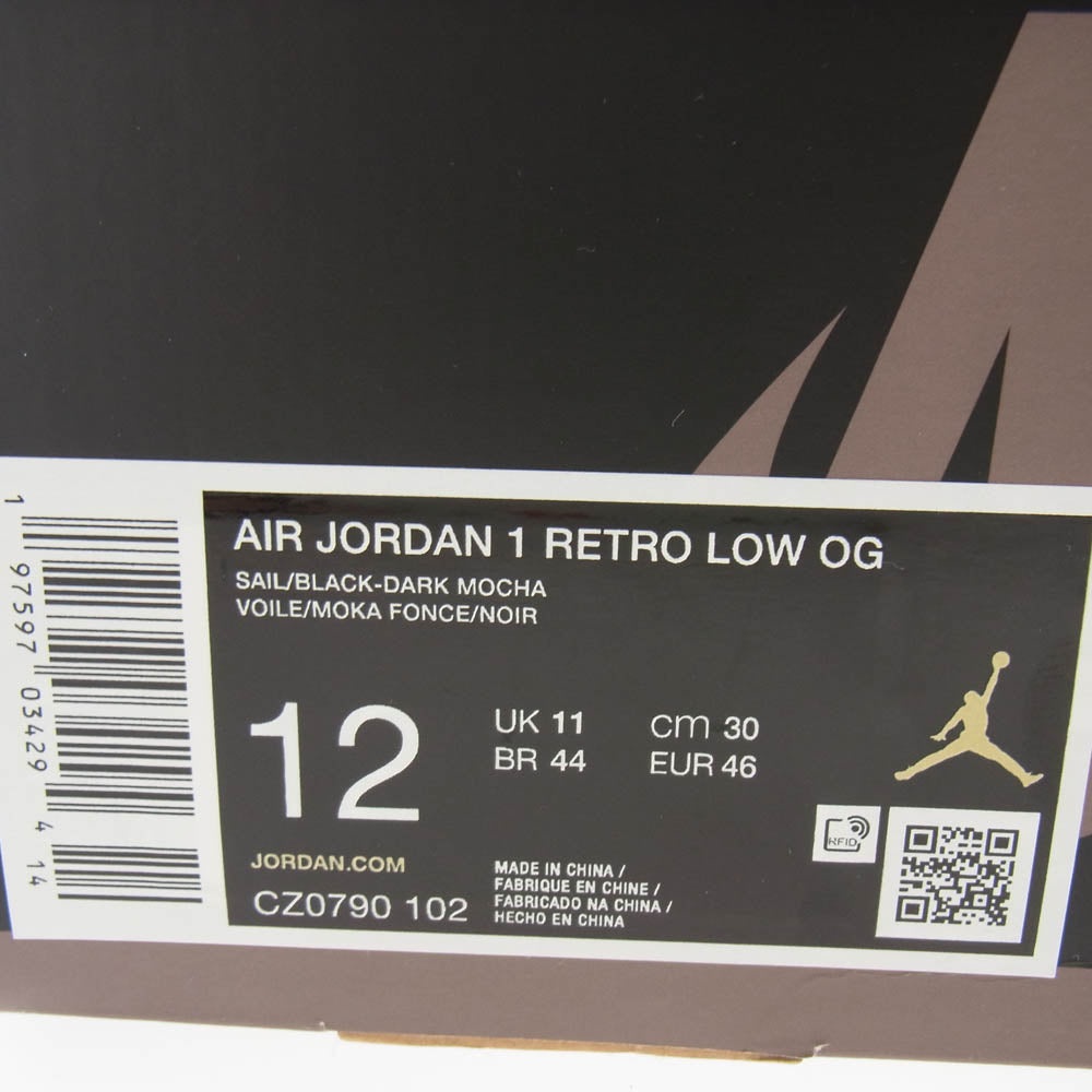 NIKE ナイキ CZ0790-102 Air Jordan 1 Retro Low OG エアジョーダン1 レトロ ロー ローカットスニーカー ダークブラウン系 ホワイト系 30cm【極上美品】【中古】